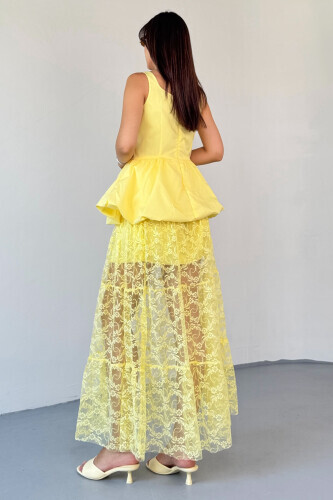 SET202 Sarı Bluz - Etek İkili Kombin - 3