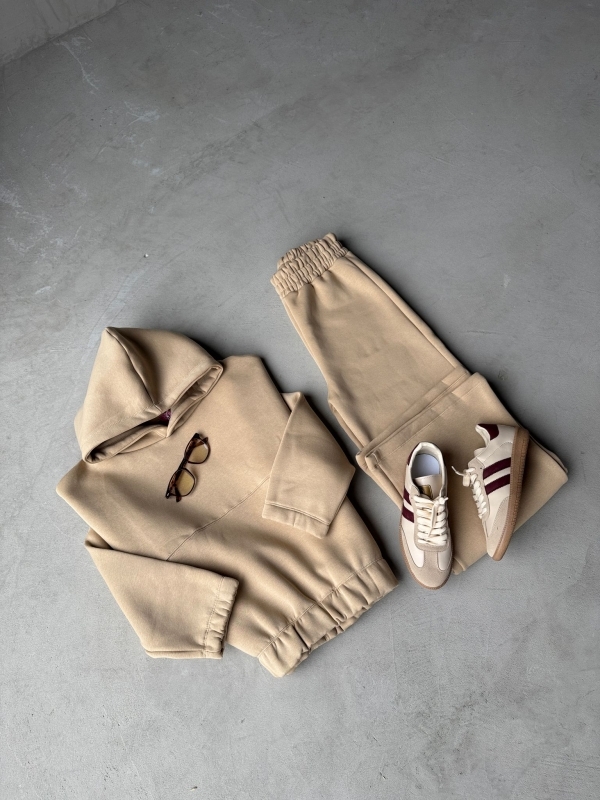 K021 Vizon Üç İplik Şardonlu İkili Takım Şeritli SMB Snekaer Üçlü Kombin