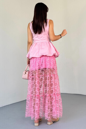 SET202 Pembe Bluz - Etek İkili Kombin - 3