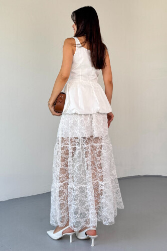 SET202 Beyaz Bluz - Etek İkili Kombin - 3