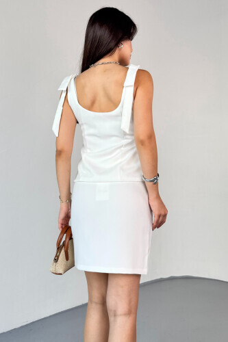 SET201 Beyaz Bluz - Etek İkili Kombin - 3