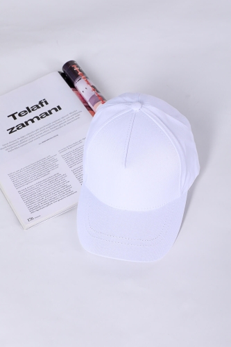 AKS-17065 Beyaz Düz Şapka 