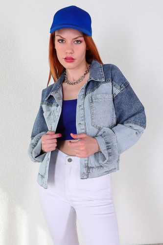 AKS-17065 Saks Mavisi Düz Şapka - 2