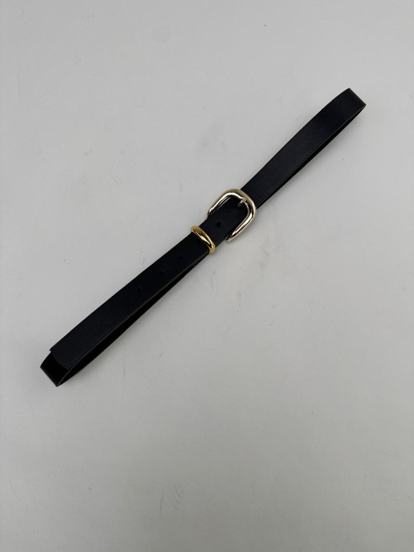 AKS-17095 Siyah Köprü Gold Tokalı Suni Deri Kemer - 2