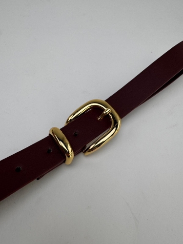 AKS-17095 Bordo Köprü Gold Tokalı Suni Deri Kemer - Cappmoda