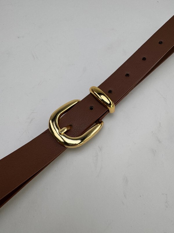 AKS-17095 Taba Köprü Gold Tokalı Suni Deri Kemer - 1