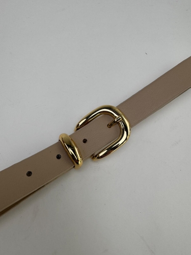 AKS-17095 Taş Rengi Köprü Gold Tokalı Suni Deri Kemer - 1