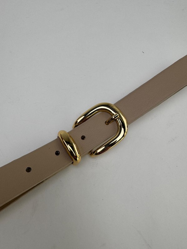 AKS-17095 Taş Rengi Köprü Gold Tokalı Suni Deri Kemer - 1