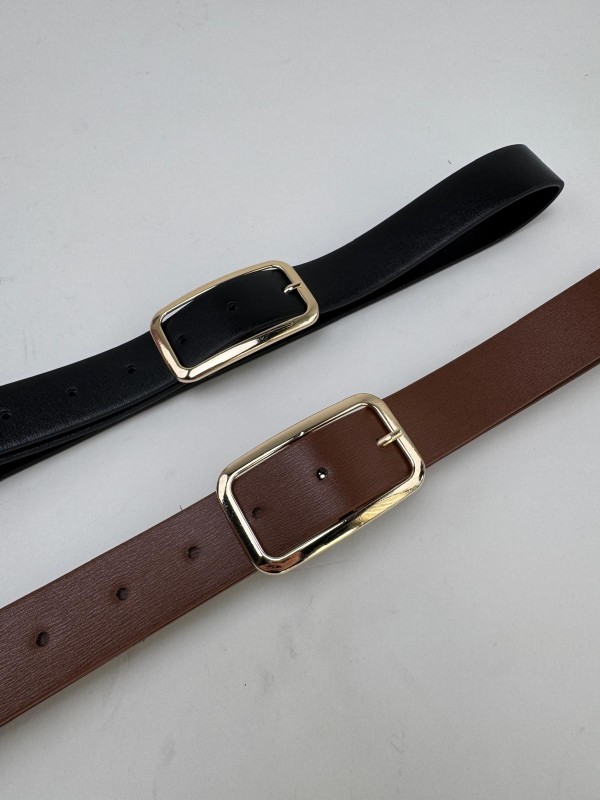 AKS-17097 Siyah Gold Tokalı Suni Deri Kemer - 3