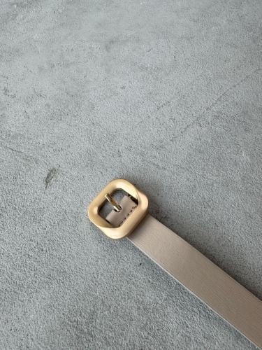 AKS-17101 Taş Rengi Kare Gold Tokalı Suni Deri Kemer - Cappmoda