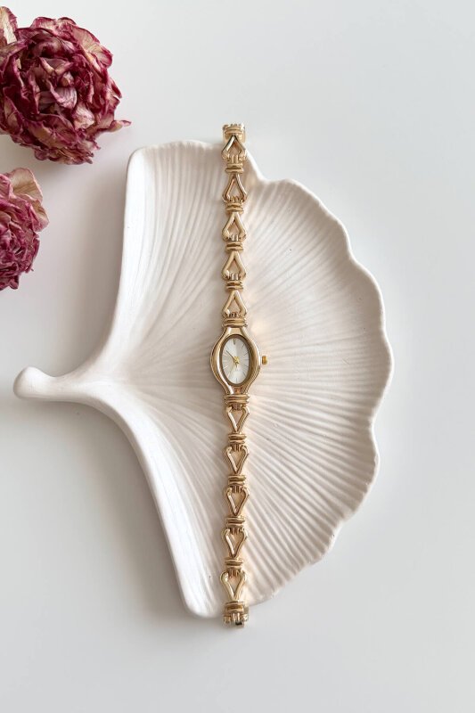 Aqua Gold Oval Beyaz Kadran Çelik Kordon Kadın Kol Saati - 1