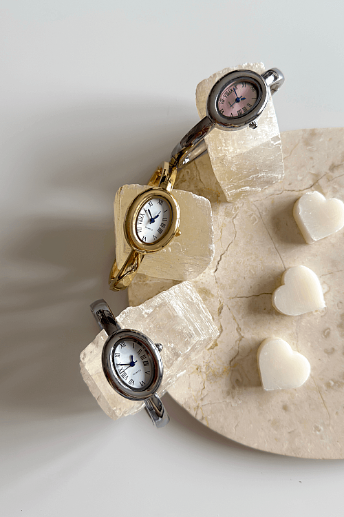 Asia Beyaz Oval Kadran Silver Metal Kelepçe Kadın Kol Saati (1)