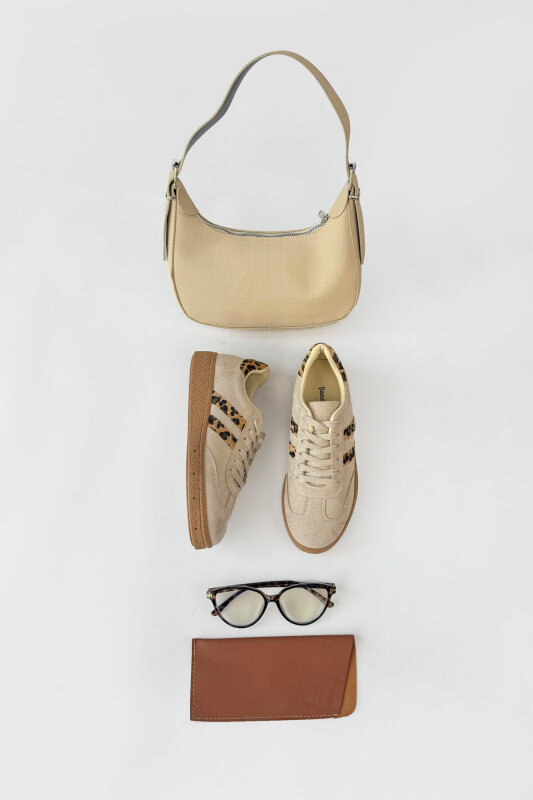 Aura Serisi Bej Sneaker-Çanta-Gözlük Seti - 1