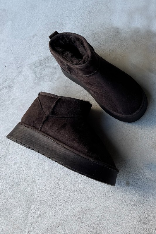 AYK-1001 Acı Kahve İçi Kürklü Kalın Taban Kısa Bot - 1