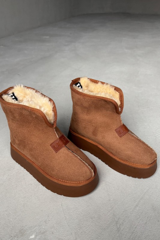 AYK-1011 Taba İçi Full Kürklü Arka Yazılı Yarım Katlanabilir Çizme - 3