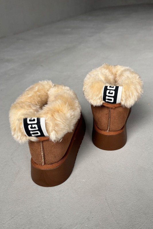 AYK-1011 Taba İçi Full Kürklü Arka Yazılı Yarım Katlanabilir Çizme - 2