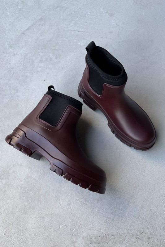 AYK-1012 Bordo Scuba Kumaş Lastik Detaylı Yüksek Taban Su Geçirmez Yağmur Botu - 3