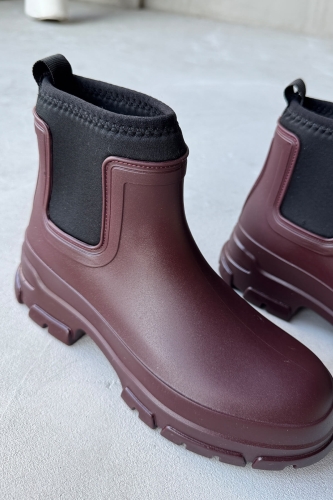 AYK-1012 Bordo Scuba Kumaş Lastik Detaylı Yüksek Taban Su Geçirmez Yağmur Botu - 2