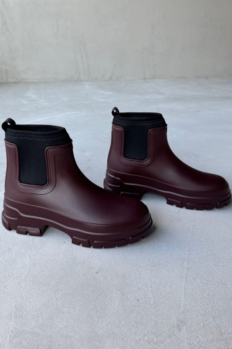 AYK-1012 Bordo Scuba Kumaş Lastik Detaylı Yüksek Taban Su Geçirmez Yağmur Botu - 1