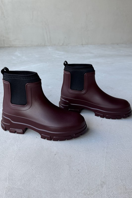 AYK-1012 Bordo Scuba Kumaş Lastik Detaylı Yüksek Taban Su Geçirmez Yağmur Botu - 1