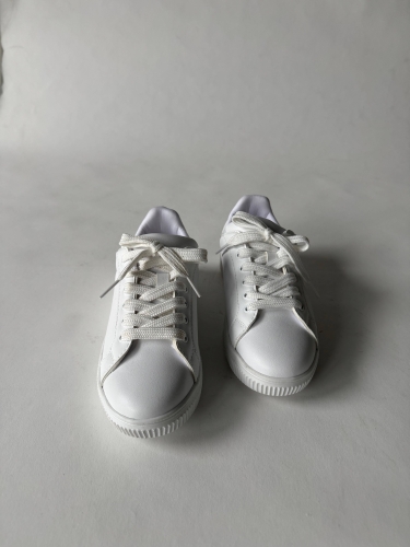 AYK-1015 Beyaz Suni Deri Düz Sneaker - 2