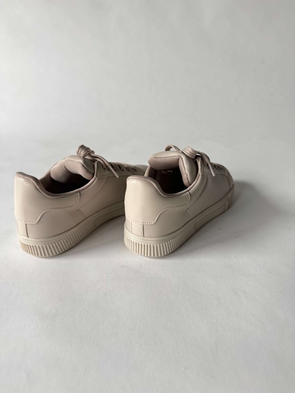 AYK-1015 Vizon Suni Deri Düz Sneaker - 3