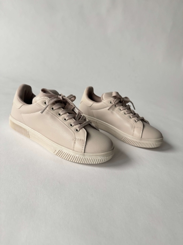 AYK-1015 Vizon Suni Deri Düz Sneaker - 2