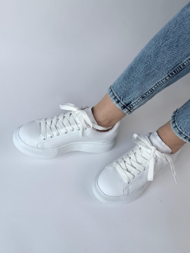 AYK-1017 Beyaz Yüksek Taban Suni Deri Muadil Snekaer - 6