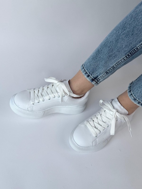 AYK-1017 Beyaz Yüksek Taban Suni Deri Muadil Snekaer - 6