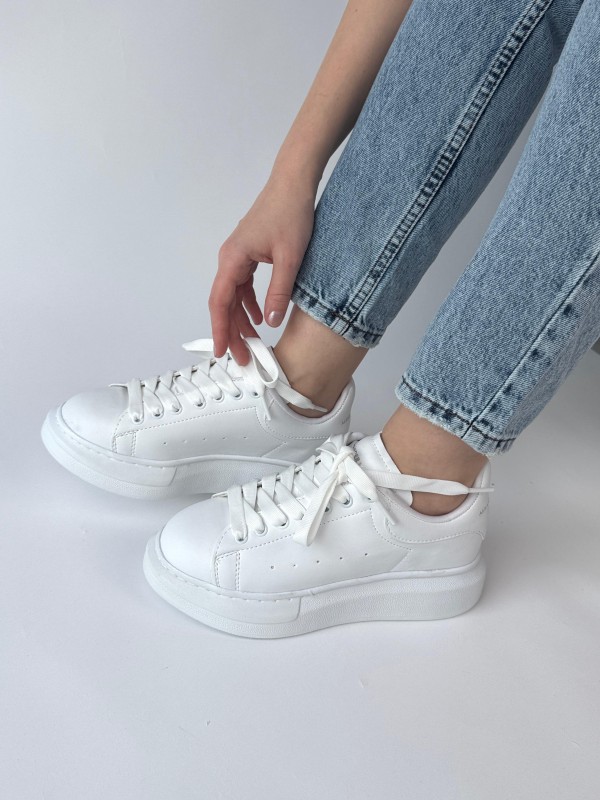 AYK-1017 Beyaz Yüksek Taban Suni Deri Muadil Snekaer - 1