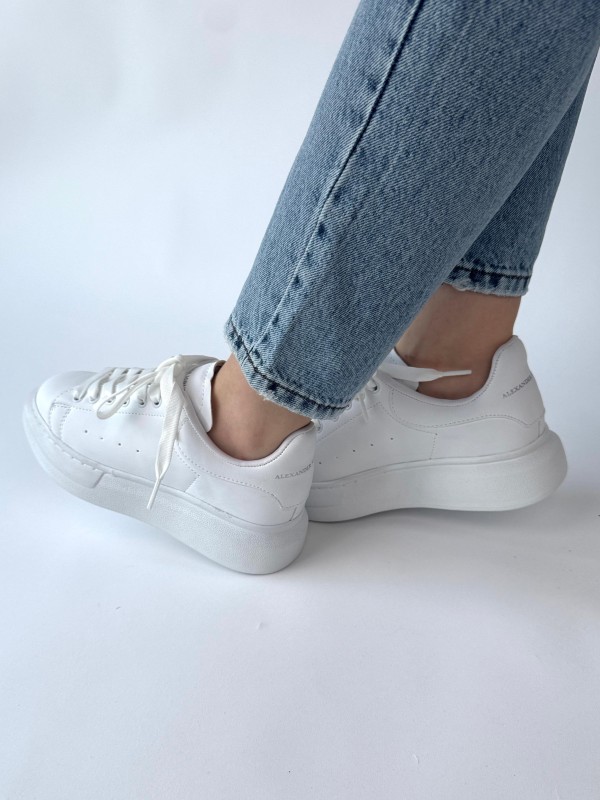 AYK-1017 Beyaz Yüksek Taban Suni Deri Muadil Snekaer - 3
