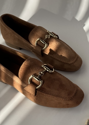 AYK-1018 Taba Gold Tokalı Süet Babet - Cappmoda