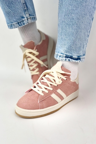 AYK-1019 Pudra Süet Şeritli Muadil Sneaker - Cappmoda