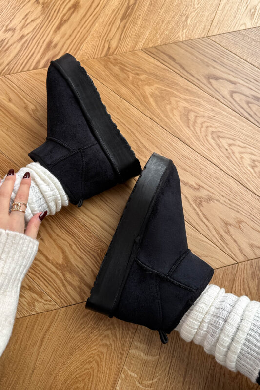 AYK-1022 Siyah İçi Kürklü Orta Boy Kışlık Bot - 3