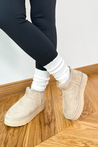 AYK-1022 Taş Rengi İçi Kürklü Orta Boy Kışlık Bot