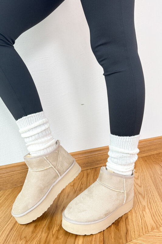 AYK-1022 Taş Rengi İçi Kürklü Orta Boy Kışlık Bot - 5