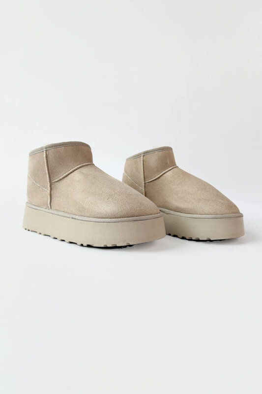 AYK-1022 Taş Rengi İçi Kürklü Orta Boy Kışlık Bot - 2