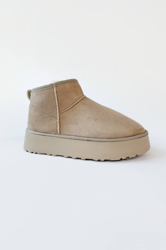 AYK-1022 Taş Rengi İçi Kürklü Orta Boy Kışlık Bot - 5