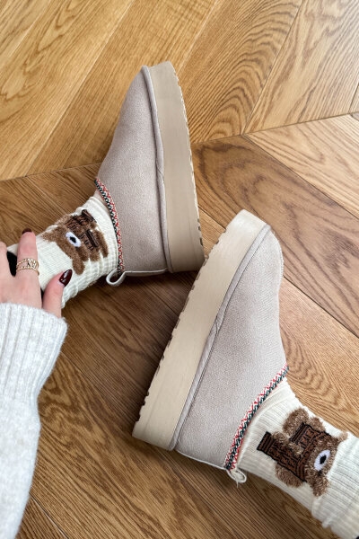 AYK-1023 Taş Rengi İçi Kürklü Bilek Boy Bot - 3