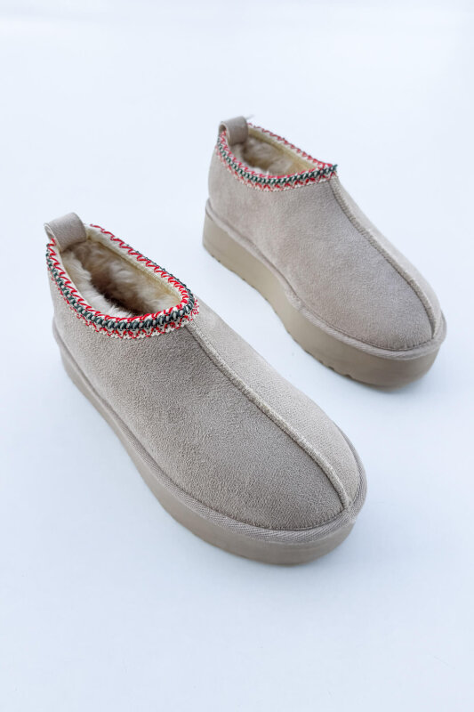 AYK-1023 Taş Rengi İçi Kürklü Bilek Boy Bot - 4