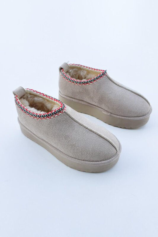 AYK-1023 Taş Rengi İçi Kürklü Bilek Boy Bot - 5