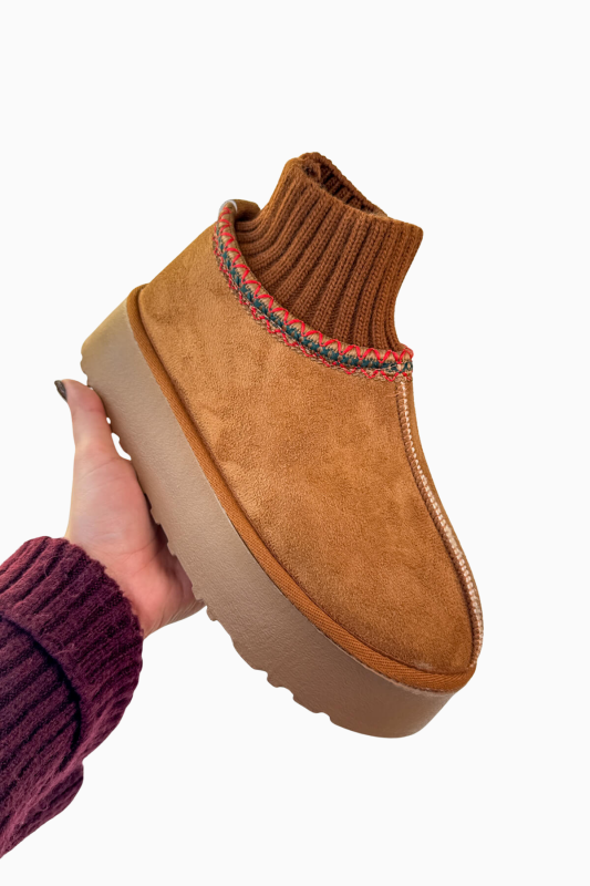 AYK-1024 Taba Örgü Bilek Detaylı İçi Kürklü Bot - 3