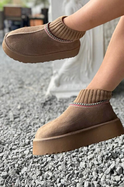 AYK-1024 Vizon Örgü Bilek Detaylı İçi Kürklü Bot (1)