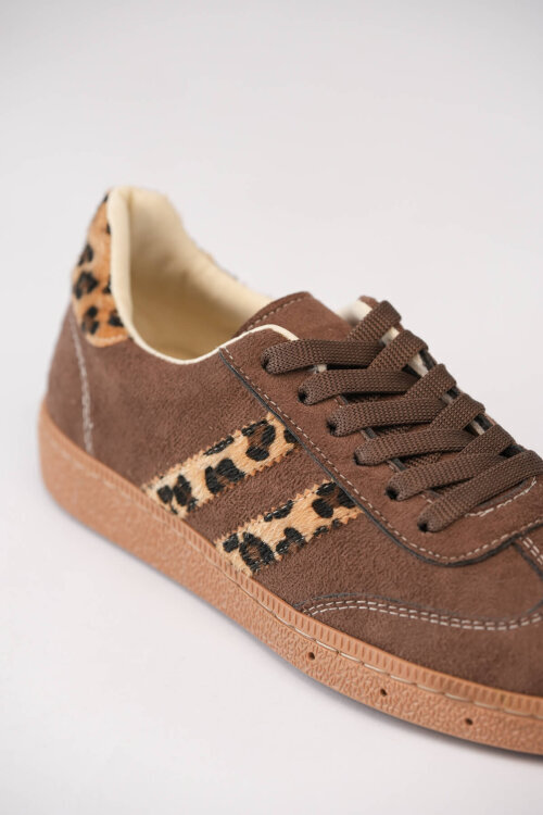 AYK-1025 Kahverengi Leopar Şerit Detaylı Sneaker - 3