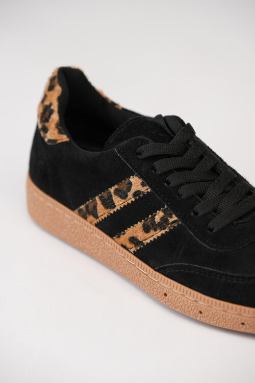 AYK-1025 Siyah Leopar Şerit Detaylı Sneaker - 3