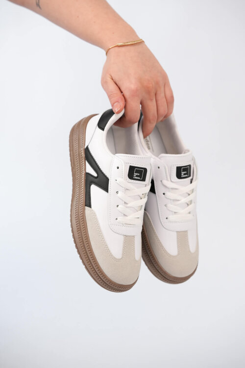 AYK-1026 Beyaz Süet Detaylı Retro Sneaker - 3