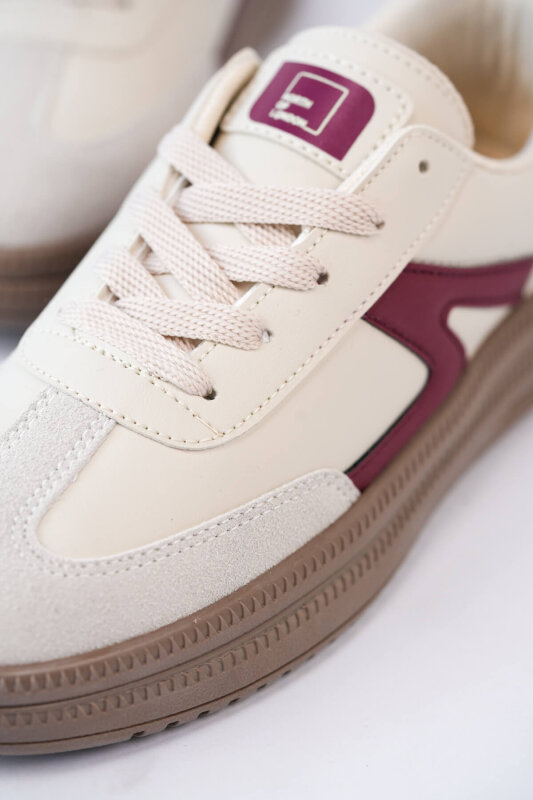AYK-1026 Krem Süet Detaylı Retro Sneaker - 3