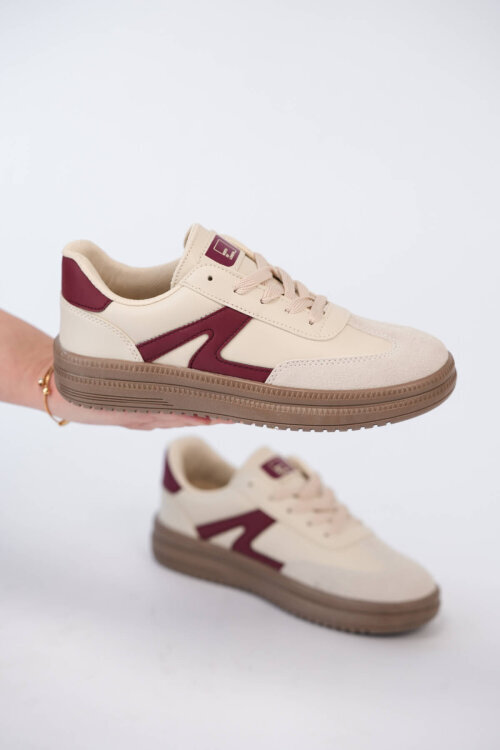 AYK-1026 Krem Süet Detaylı Retro Sneaker 