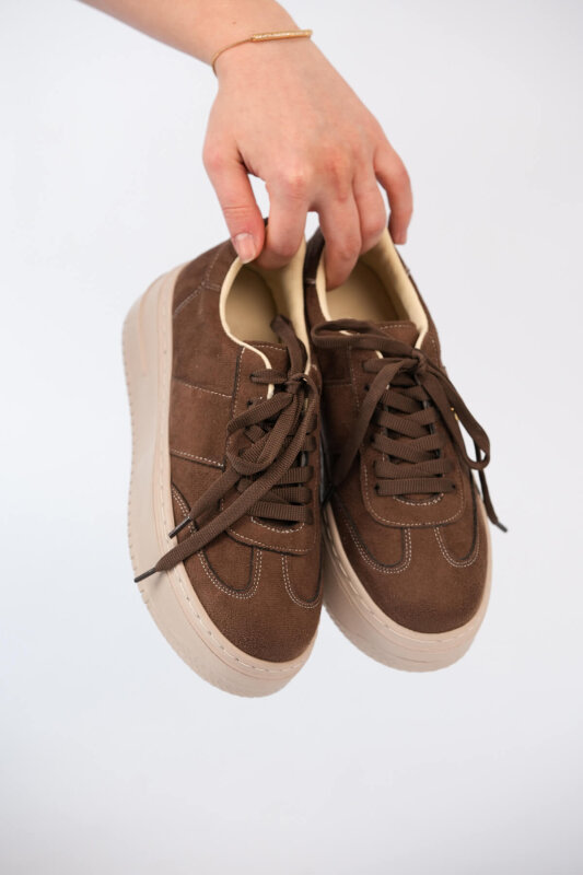 AYK-1027 Kahverengi Yüksek Platform Süet Sneaker - 2