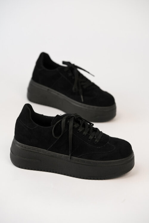 AYK-1027 Siyah Yüksek Platform Süet Sneaker 